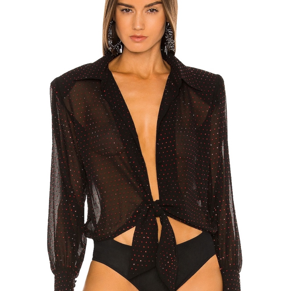 dundas x revolve Delirium bodysuit in black and ruby